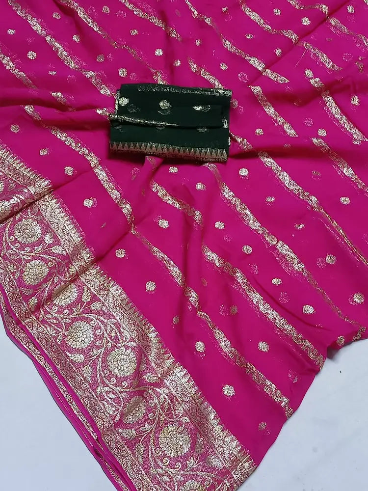 Traditional Jaipuri zari saree with blouse for weddings