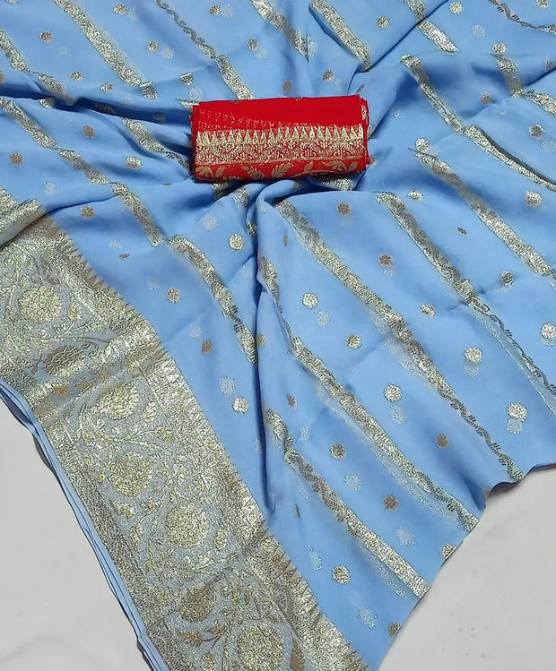 Heavy zari weaving saree with border and mid design