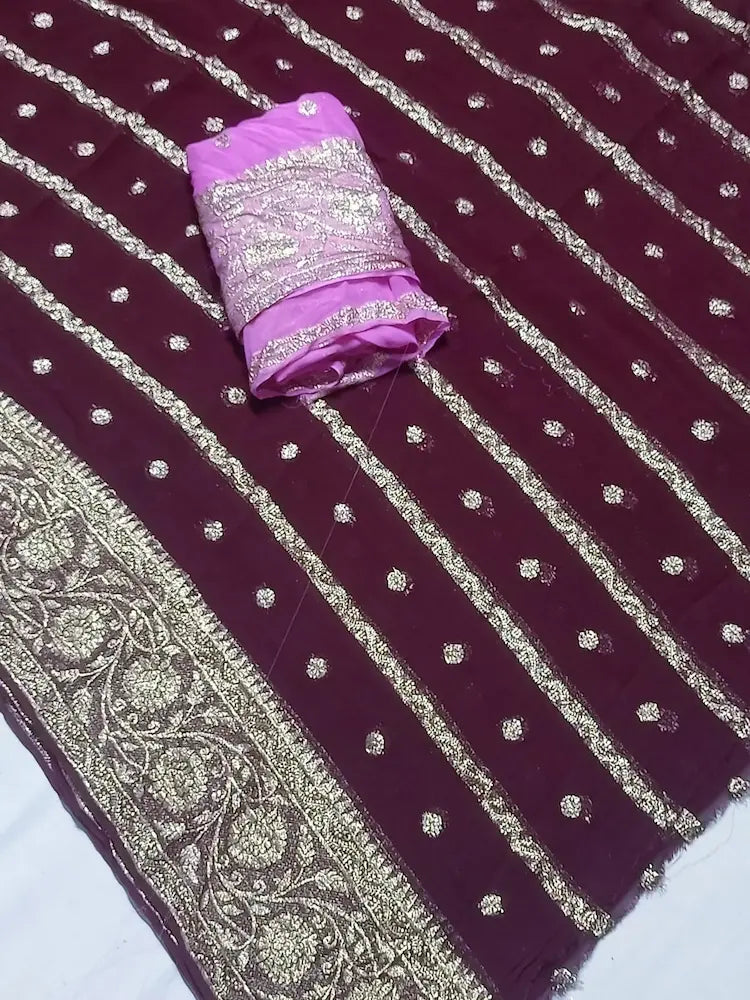 Traditional Jaipuri zari saree with blouse for weddings