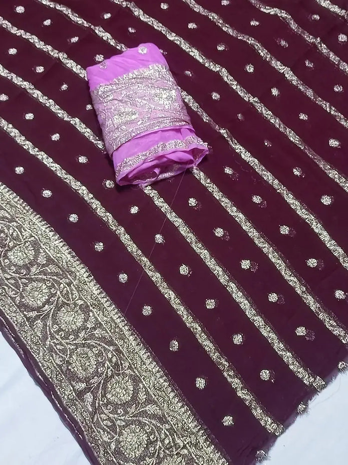 Traditional Jaipuri zari saree with blouse for weddings