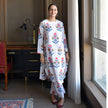 Front view of Aafreen hand block printed cotton kurta with side pockets and matching plazo