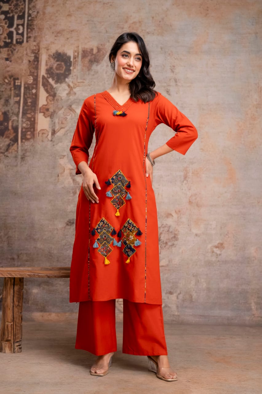 Elegant cotton kurti pant dupatta set for daily wear