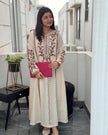 Handloom cotton flex kurti pant co-ord set with aari embroidery