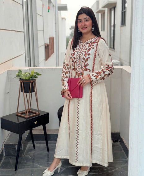 Embroidered cotton flex kurti pant set for women