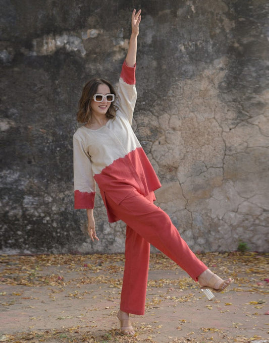 Handloom cotton tie-dye co-ord set with ankle pant – summer festive wear