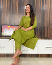 Heavy Cotton Embroidered Kurti with Pant – Front View

