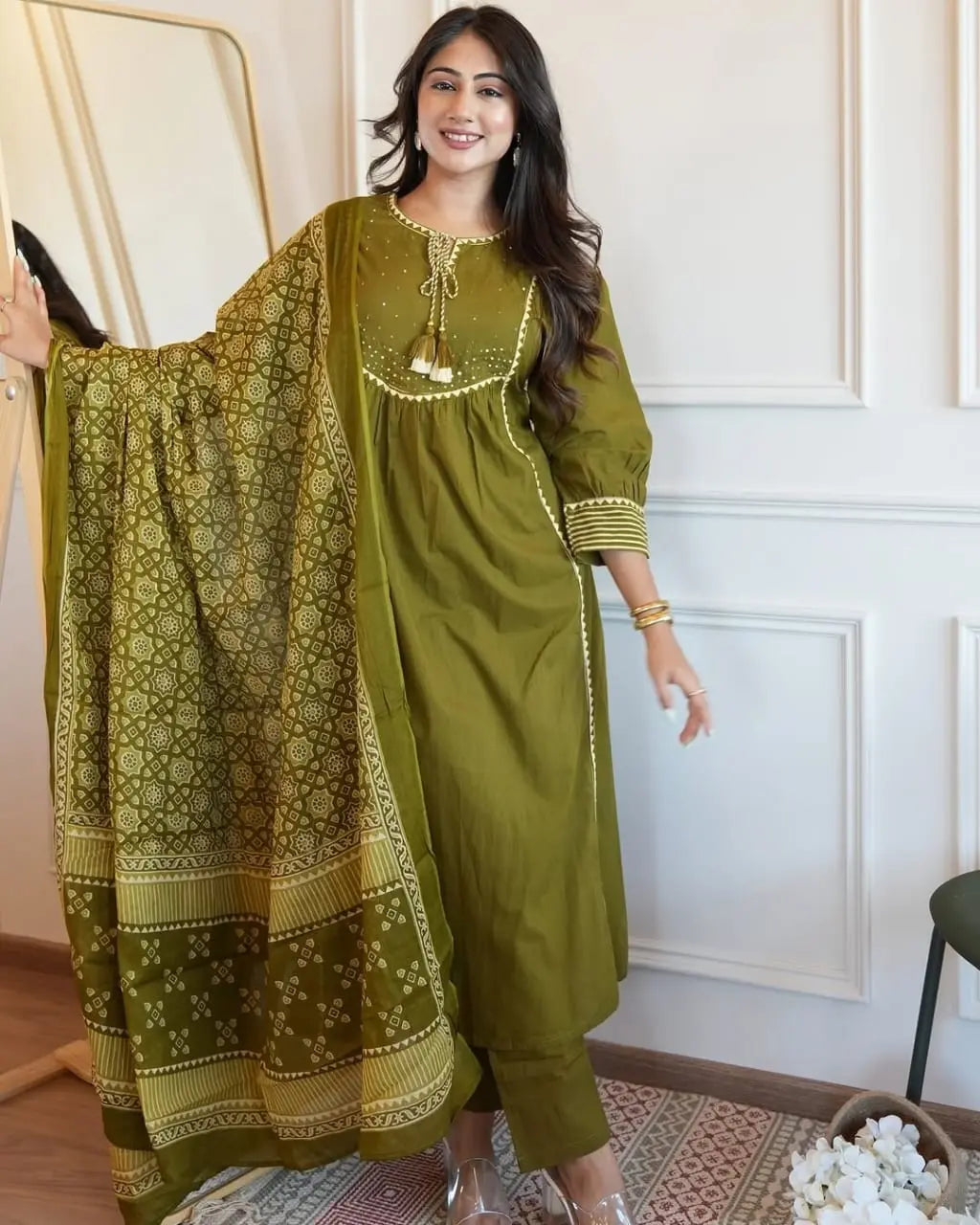 Cotton Kurta Set – Fully Stitched with Cotton Dupatta