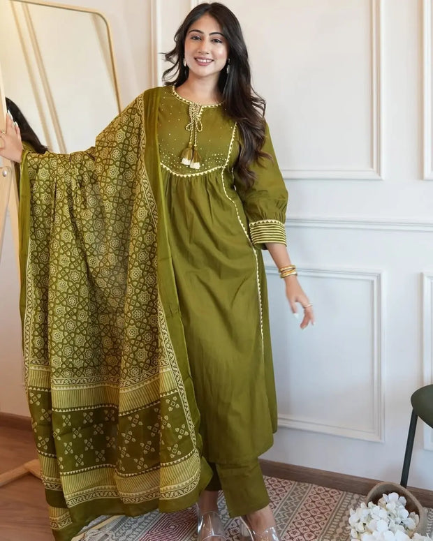 Cotton Kurta Set – Fully Stitched with Cotton Dupatta