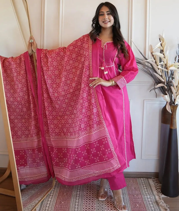 Heavy Cotton Three-Piece Suit Set for Women – Front View