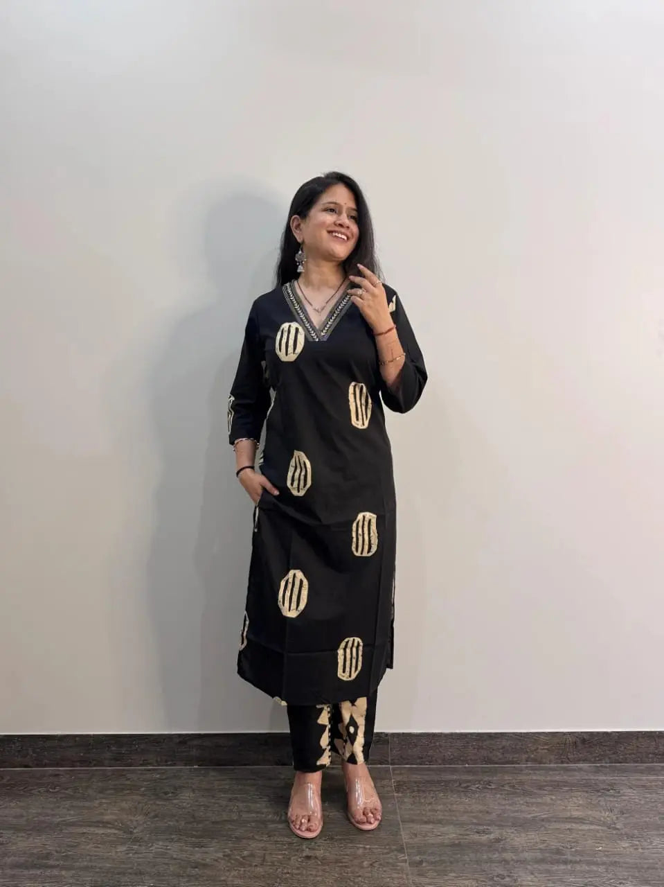 Full ethnic cotton suit set with dupatta

