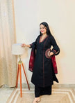 Heavy embroidered cotton suit with dupatta in festive in black
