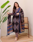 Embroidered malmal cotton suit with matching pants

