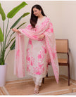 Malmal cotton suit set with heavy lace work


