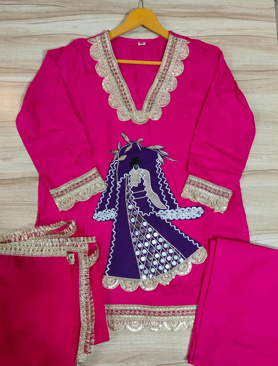 Black and Pink Lace Work Co-ord Set – Maabetii