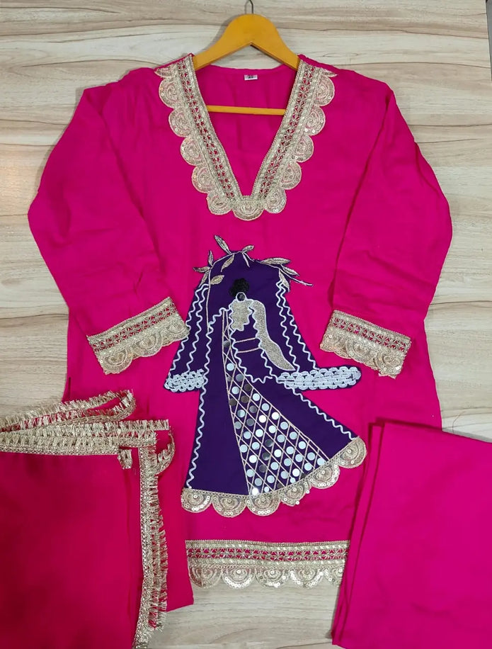 Black and Pink Lace Work Co-ord Set – Maabetii