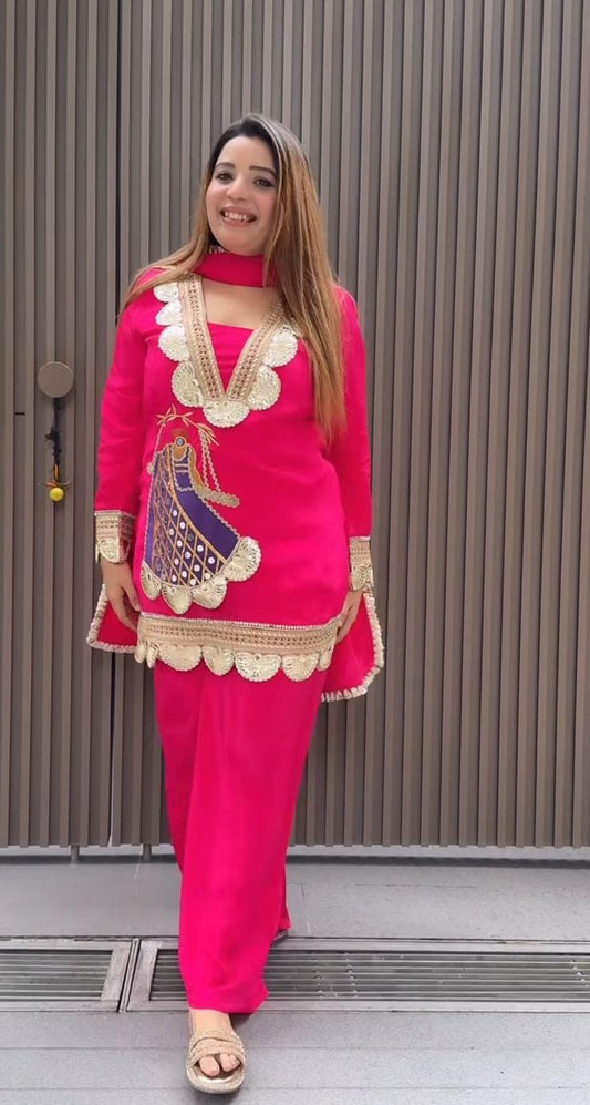 Heavy Rayon 3 Piece Co-ord Set in Black & Pink