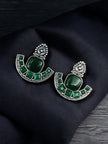 Maabetii Green Antique Oxidised Stone Stud Earring