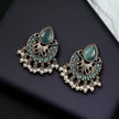 Maabetii Sky Blue Elegant Brass Monalisa Stone Stud Earrings