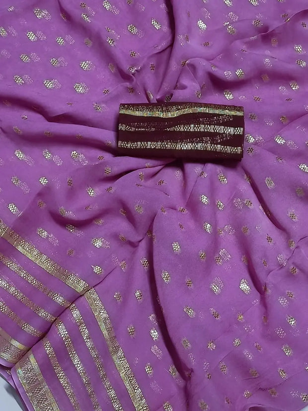 Summer festive zari saree in soft Georgette fabric with heavy border

