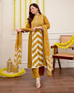 Jaipuri panel print cotton kurti pant set with malmal dupatta