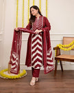 Cotton 60×60 panel print kurti with embroidery and lace work