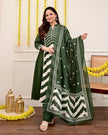 Printed Jaipuri cotton suit set with straight pant and dupatta