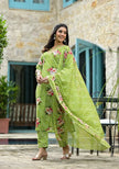  cotton kurti and pant set with lahariya dupatta