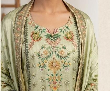 Women's light green printed ethnic suit set