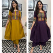 Designer mirror work cotton kurti plazzo set with umbrella cut