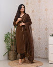 Zari Kota Doria dupatta paired with embroidered mirror work kurta set