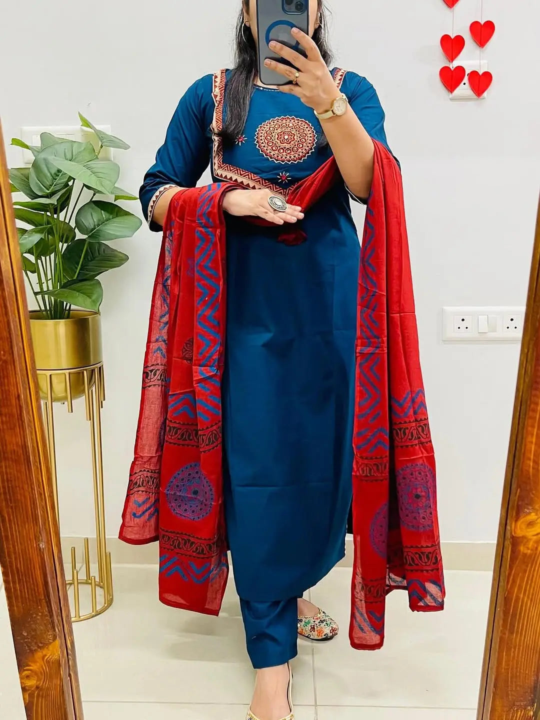 Festive cotton kurta pant set in 4 vibrant colors