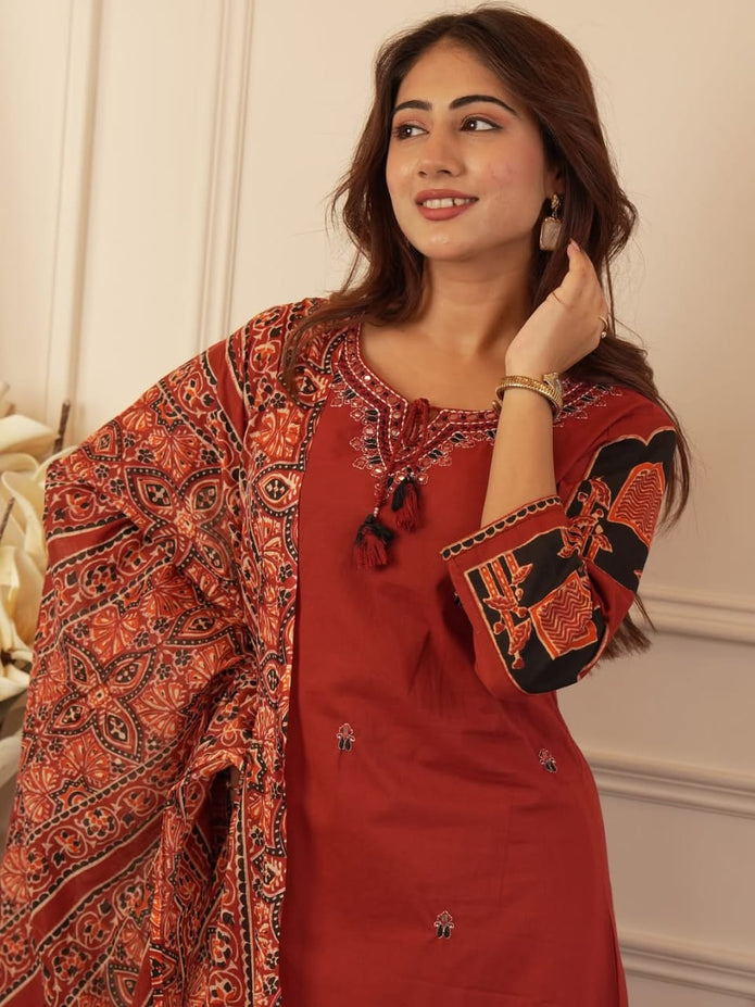 100×100 cotton dupatta kurti pant set in premium heavy cotton