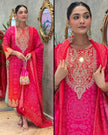 Chinon mirror work straight kurta set with dupatta