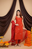 Party Wear Cotton Kurti Set with Embroidered Dupatta