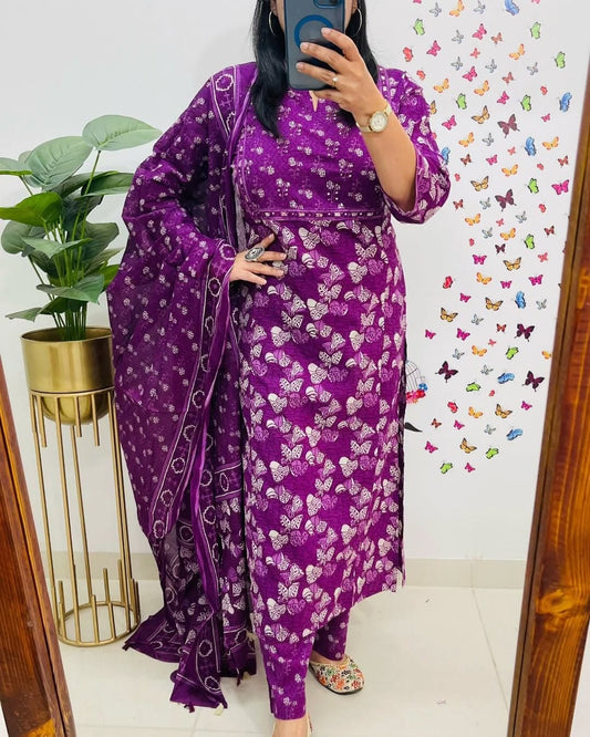 Zahra Mughal Print Cotton Suit