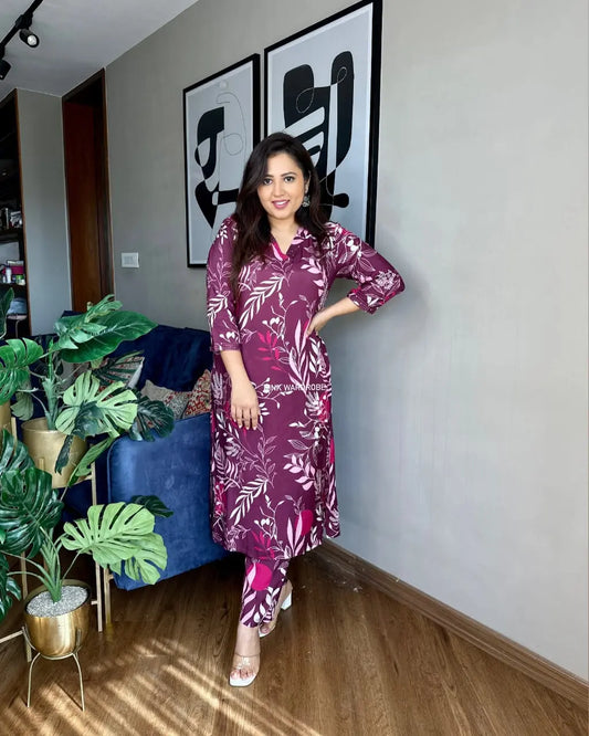 Muslin Printed Co-Ord Set for Women – Summer Kurta Set