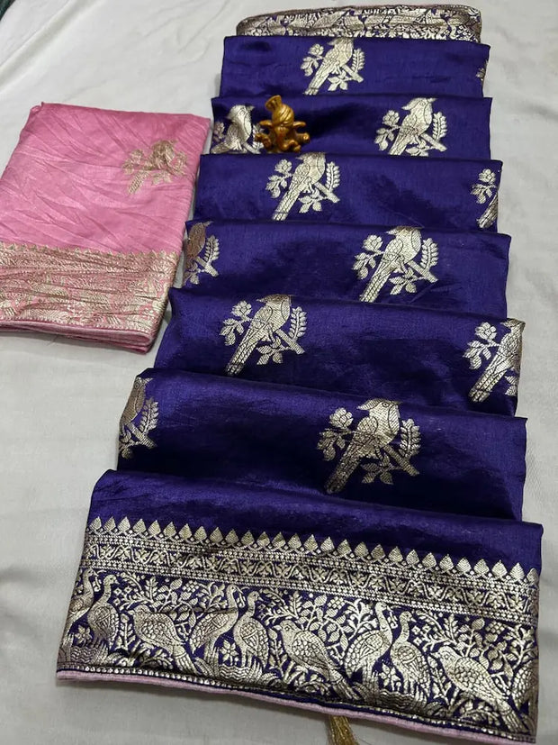 Traditional zari work Dola silk saree for weddings