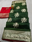 Traditional zari work Dola silk saree for weddings in green