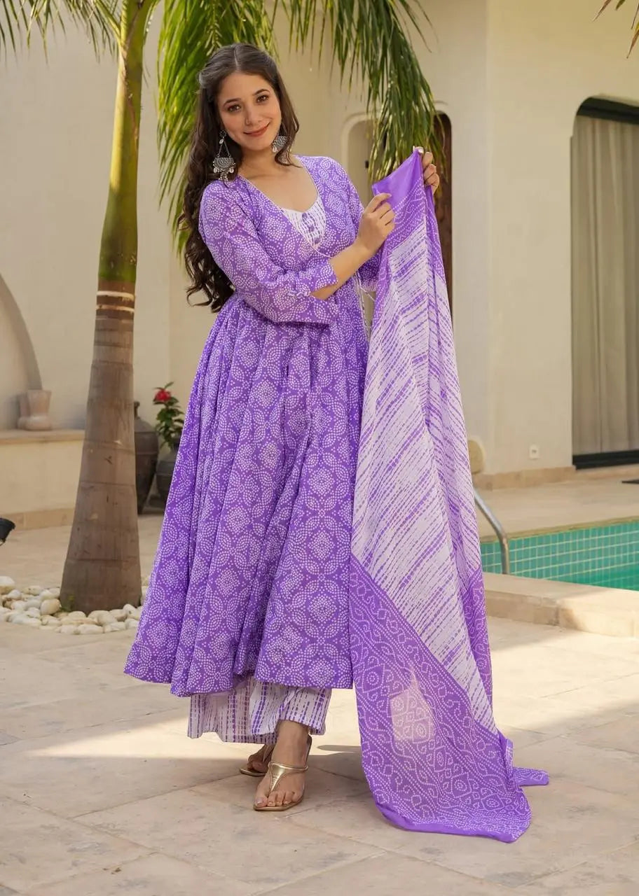 Angrakha style printed cotton kurta set for festive wear