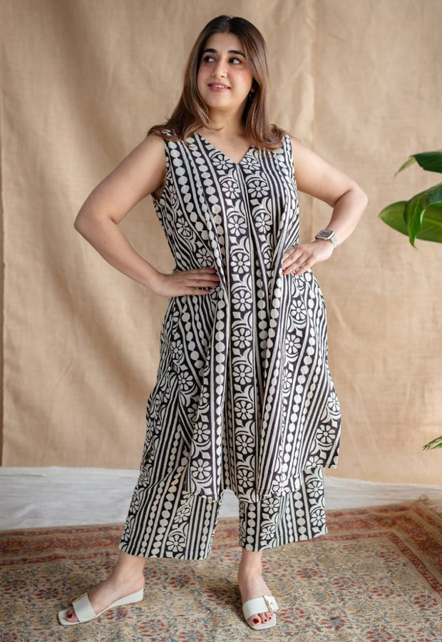 Printed cotton co-ord set with both side pockets – summer chic