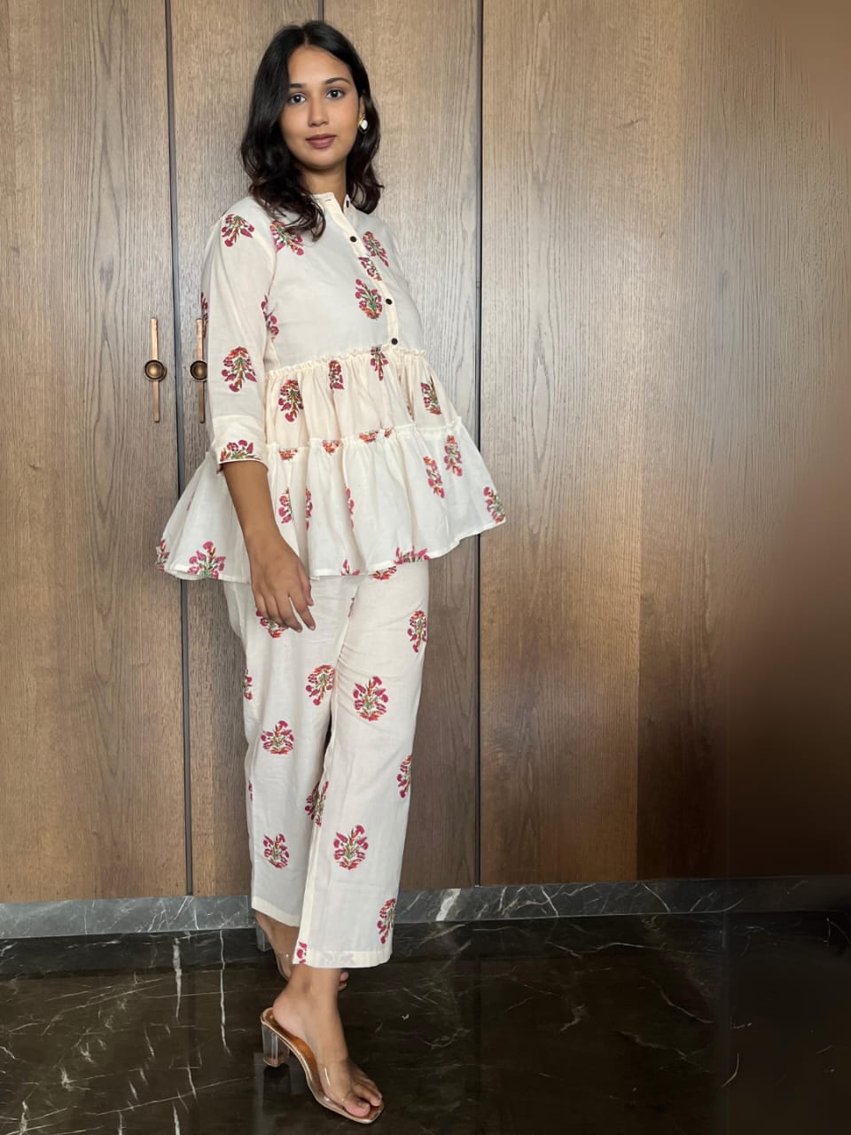 Fine cotton printed co-ord set for women breathable and comfortable