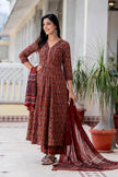 Elegant A-line cotton kurta set with pant and dupatta