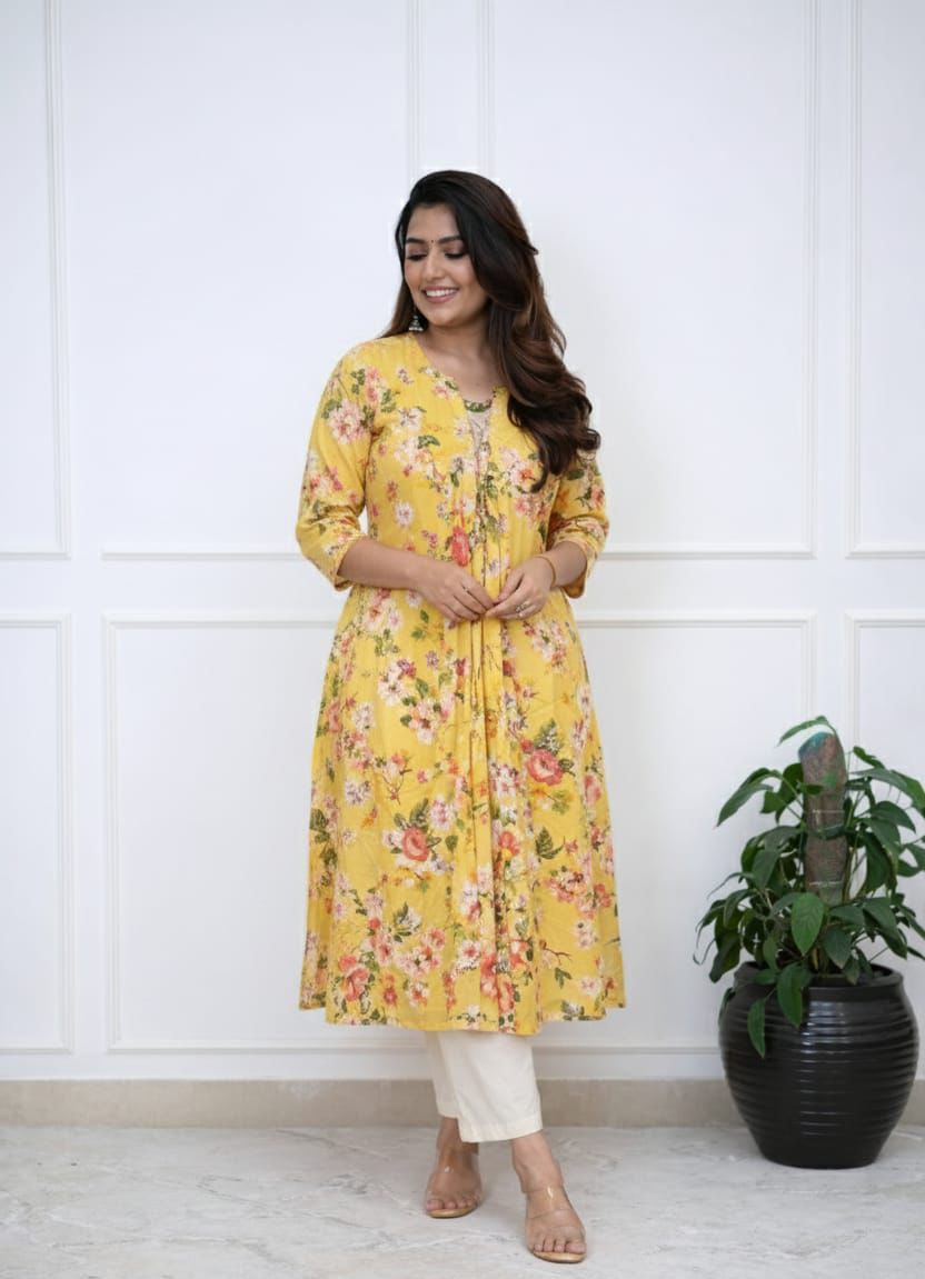 Lightweight rayon printed kurti with matching pant