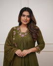 Embroidered cotton kurta pant with malmal dupatta