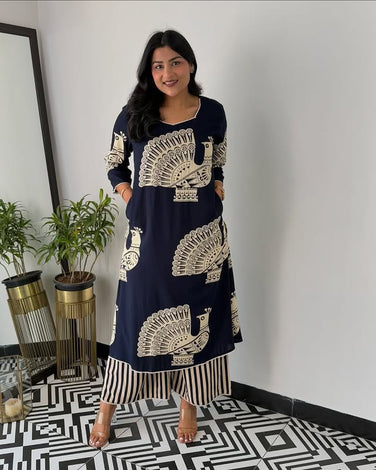 Pure cotton kurti pant set with prosin print

