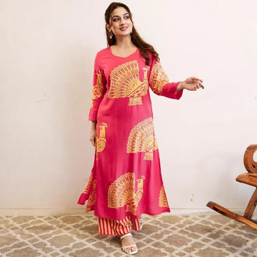 Summer cotton printed kurti and pant for women

