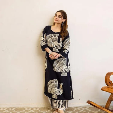 Casual kurti set with one-side pocket

