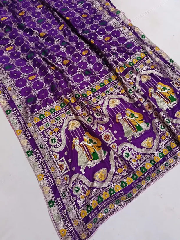 Full view of traditional dola silk saree draped elegantly