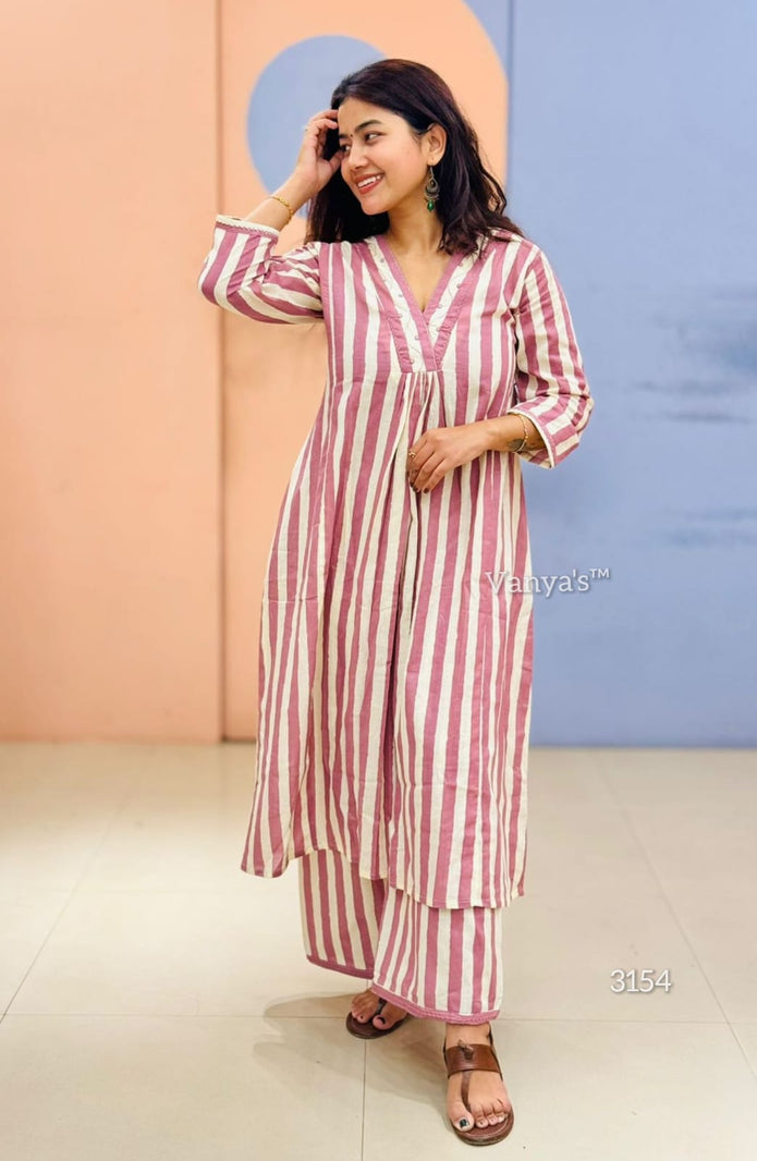 Printed plazo paired with A-line kurti

