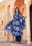 Printed kurta with hand embroidery and flair

